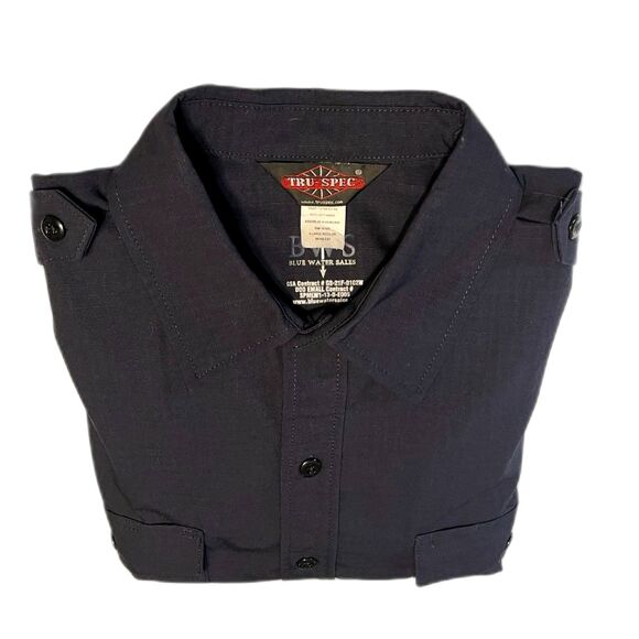 Tactical Field Shirt Rip-StopMens Blue XL PolyCotton Long Sleeve Button Front - Picture 4 of 15